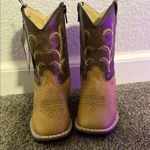 Old West Kids Cowboy Boots - Brown and Tan